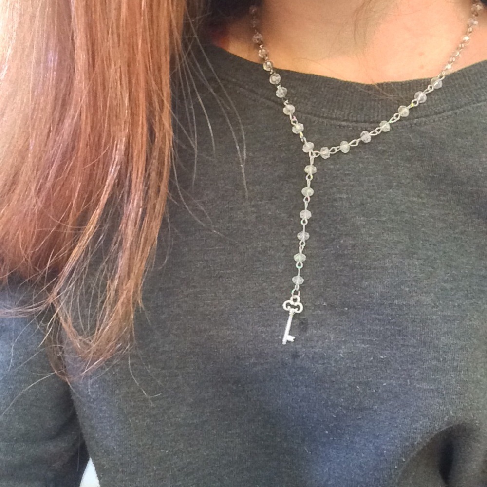 Clear Chain Necklace w/  Silver Charm